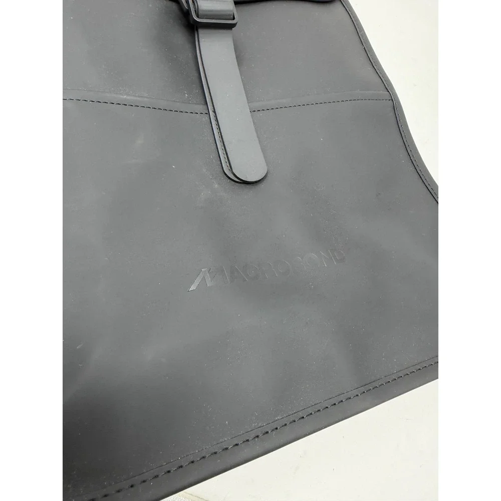Rains Black Waterproof Laptop Backpack Matte Rucksack Macrobond‎ Logo Minimalist